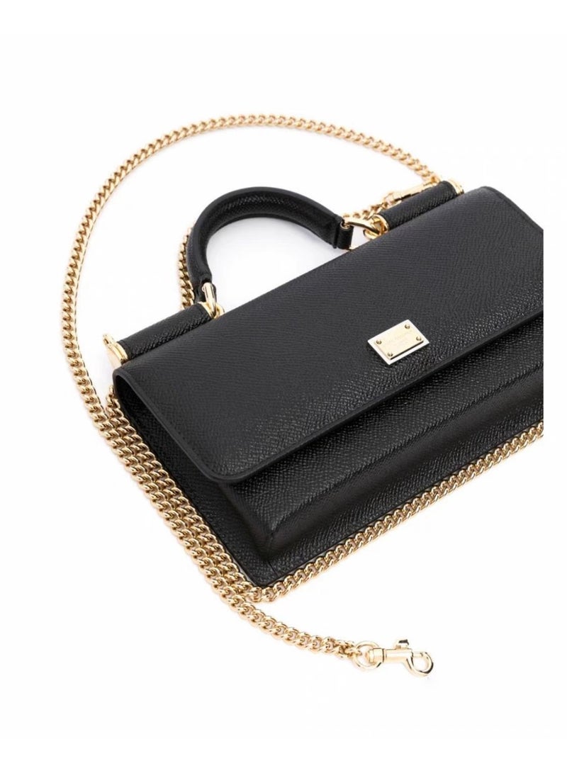 دي آند جي Dolce & Gabbana Dauphine ميني توت حقيبة | D & G علامة مخطوطة حقيبة يد من جلد العجل مع حزام سلاسل قابل للإزالة ، حفلات مسائية رائعة سلاسل فتاة - Image 3